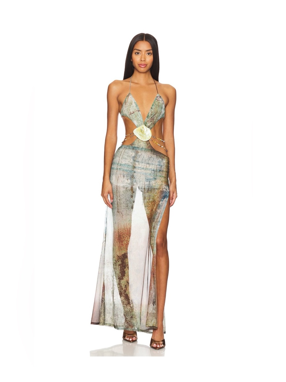 Jaded London Vida Backless Maxi Dress with Shell trim